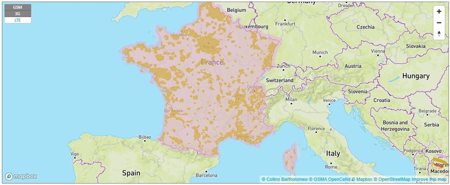 Abdeckungskarte mit Orange in Europa