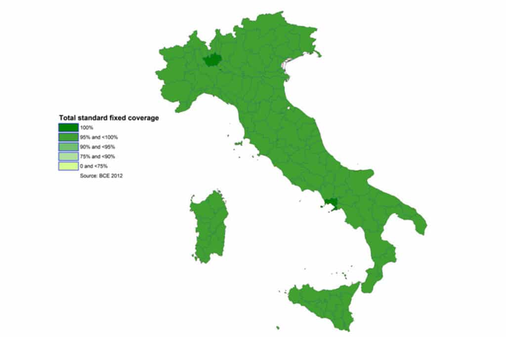 Mapa de cobertura de internet hogar en Italia