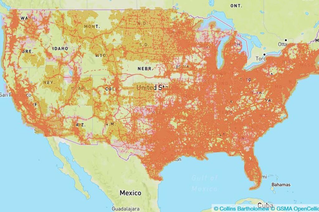 Mapa de cobertura de At&T en Estados Unidos