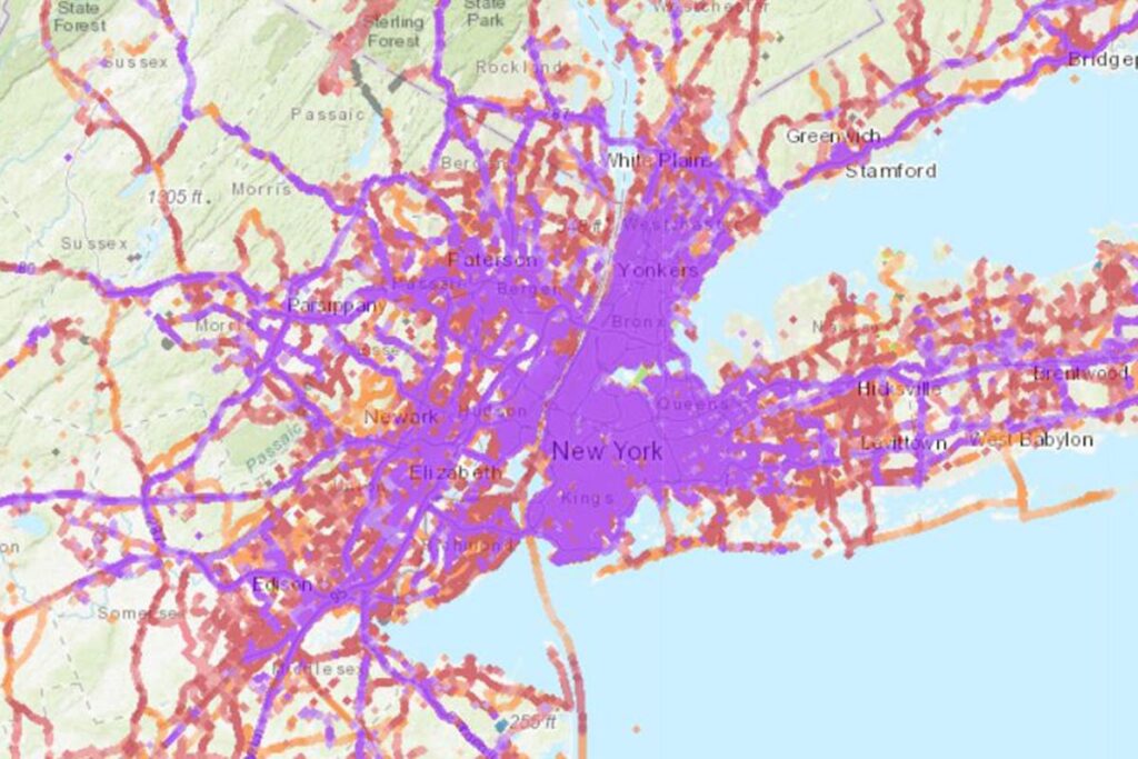 Mapa de cobertura de T Mobile en Nueva York