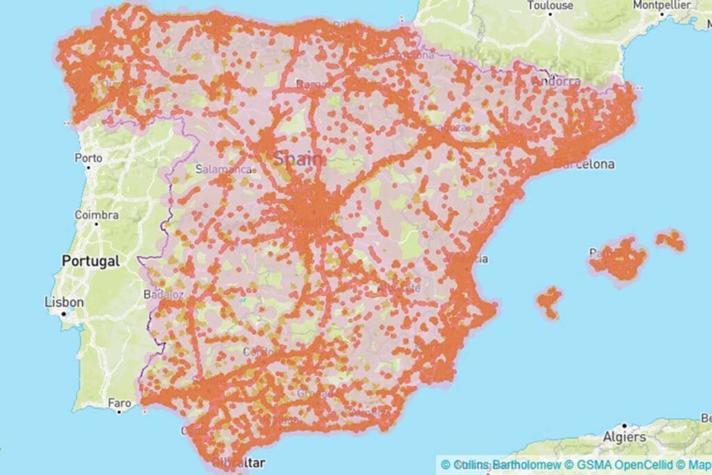 Mapa de cobertura de Vodafone en España