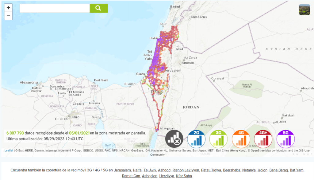 Cobertura red móvil Cellcom en Israel