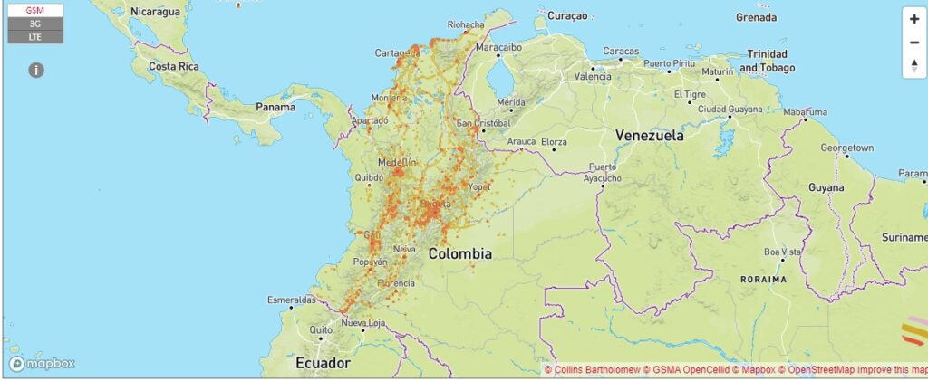Mapa de cobertura Claro Colombia