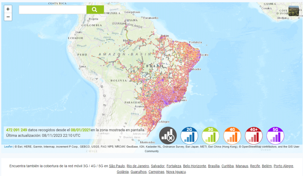 Cobertura red móvil Vivo Brasil 
