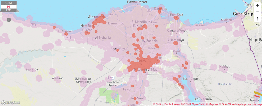 Mapa de cobertura de Orange Mobile para El Cairo