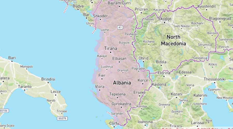 Mapa de cobertura red móvil One Albania
