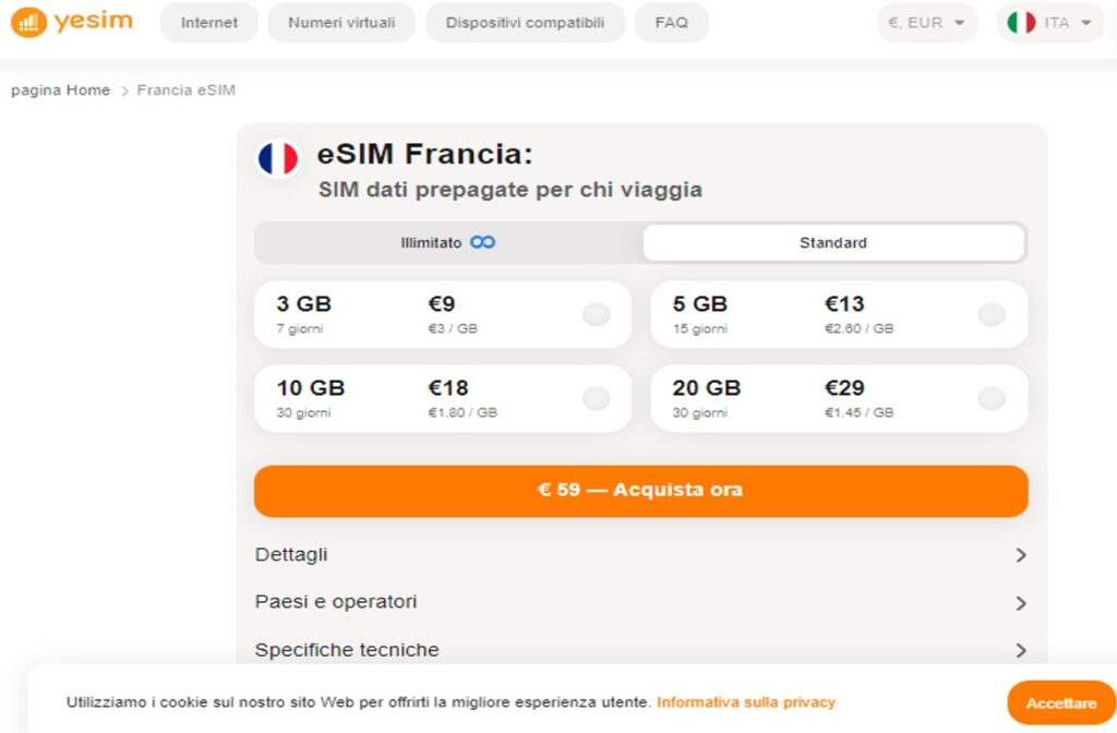 eSIM Francia, SIM dati Francia, Internet in Francia come fare, Internet Illimitato in Francia