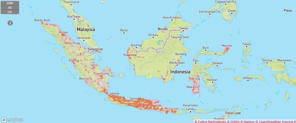 esim インドネシア Hutchison スマートフォン データ通信 カバー 範囲 地図 holafly