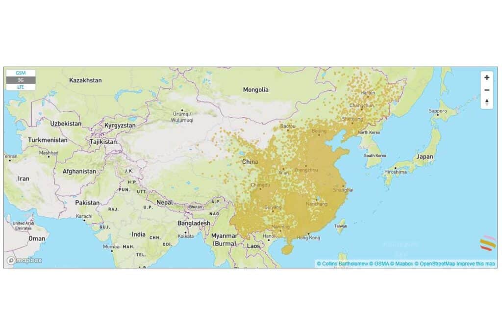 China Telecom esim 中国 アジア スマートフォン データ通信 holafly モバイルデータ通信 カバー 範囲