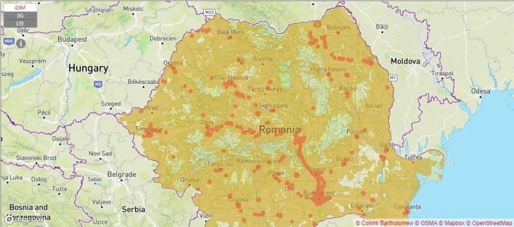 Telekom Romania esim ルーマニア スマートフォン データ通信 holafly モバイルデータ通信 カバー 範囲