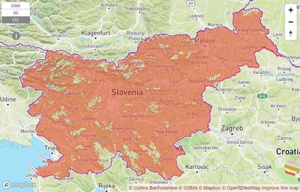 スロベニア向けeSIM　スマートフォン データ通信 holafly Telemach