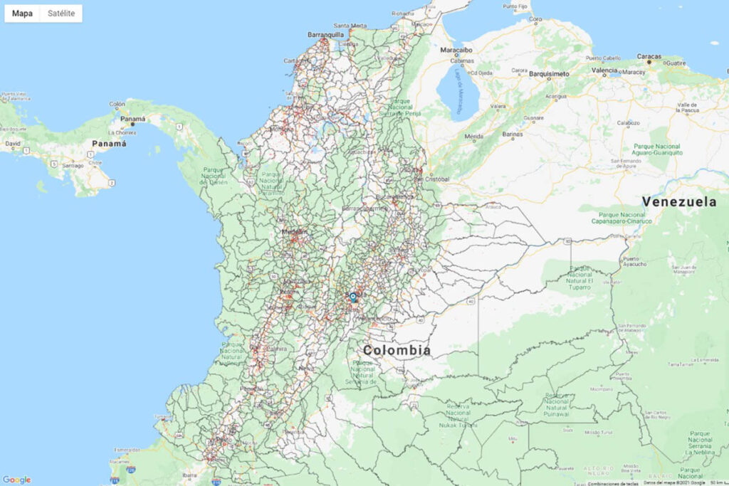 Movistar coverage map in Colombia