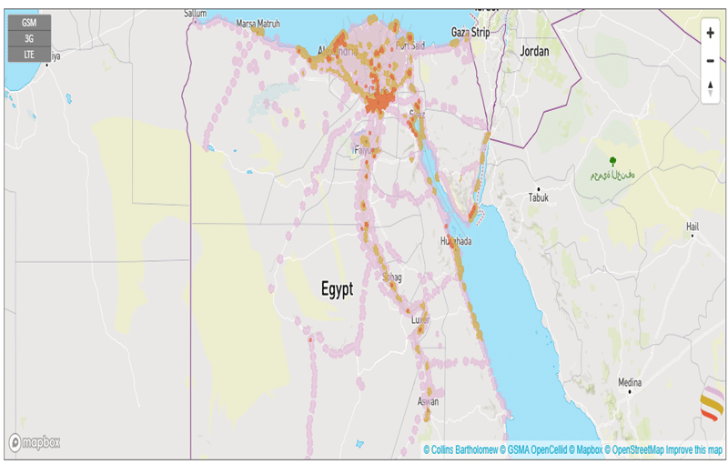 Orange coverage map in Egypt
